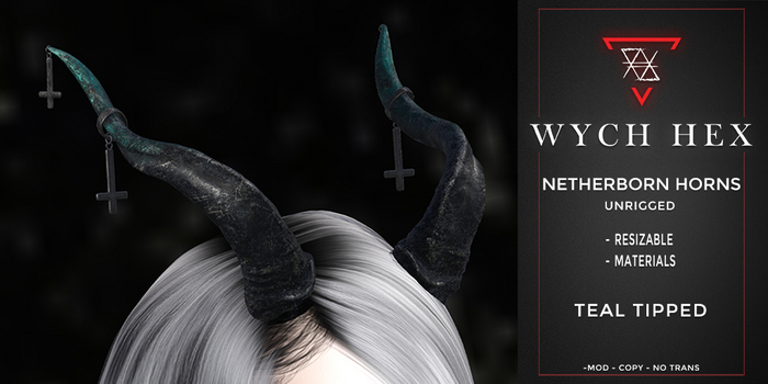 [WH] Netherborn Horns Teal Tipped 