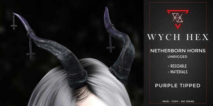 [WH] Netherborn Horns Purple Tipped 