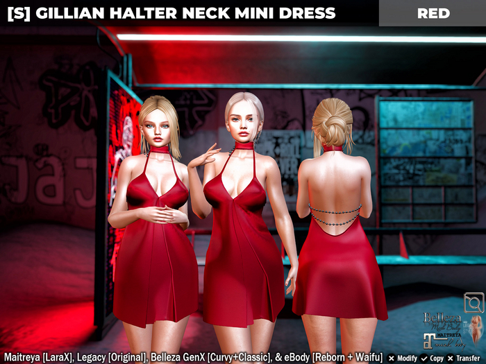[S] Gillian Halter Neck Mini Dress Red
