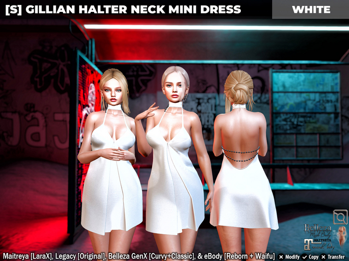 [S] Gillian Halter Neck Mini Dress White