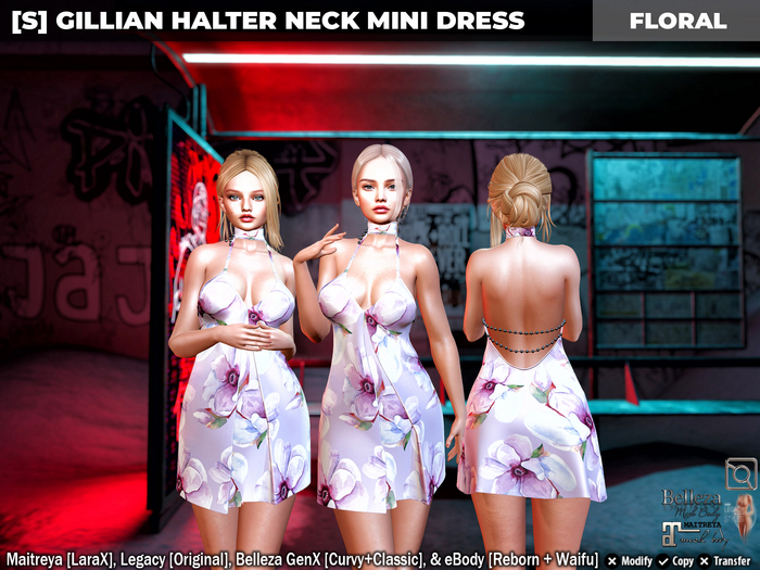 [S] Gillian Halter Neck Mini Dress Floral
