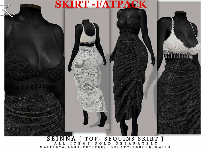 E.K - Seinna Sequins Skirt - FATPACK {ADD - ME }