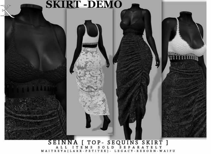E.K - Seinna Sequins Skirt - DEMO {ADD - ME }
