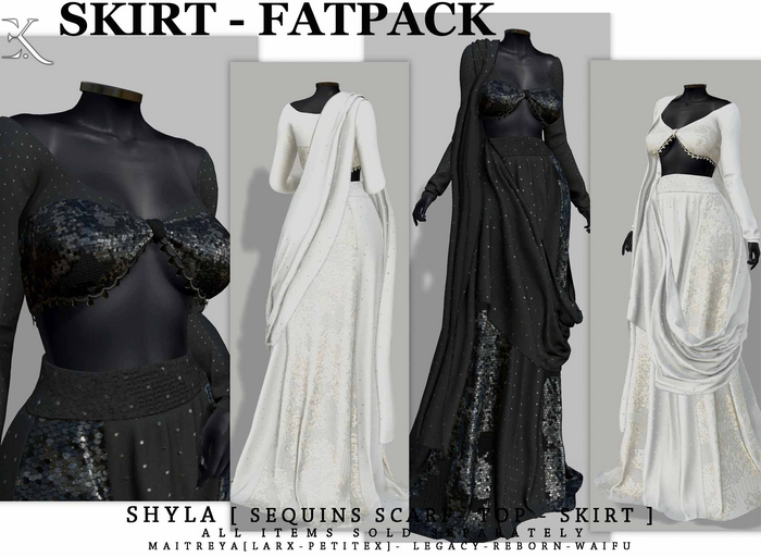 E.K - Shyla Sequins Skirt - FATPACK{ADD - ME}