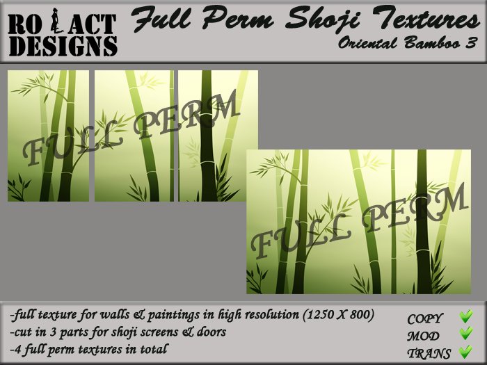 ..::RO!ACT::..DESIGNS Full Perm Asian Shoji Textures - Oriental Bamboo 3