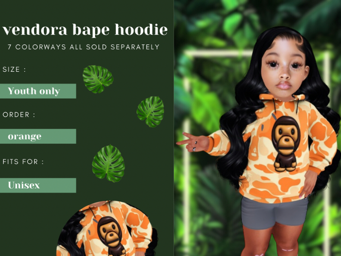 {VENDORA}Bape hoodie  ORANGE
