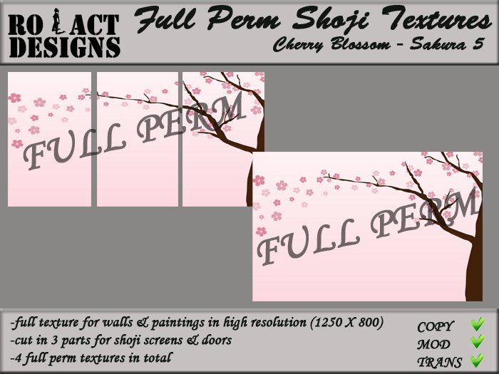 ..::RO!ACT::..DESIGNS Full Perm Asian Shoji Textures- Sakura 5
