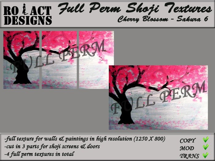..::RO!ACT::..DESIGNS Full Perm Asian Shoji Textures- Sakura 6