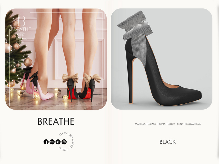 [BREATHE]-Sayori Heels-Black-(Fits Maitreya Lara, Legacy, Kupra, eBody, Slink and Belleza Freya.)
