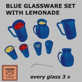 Blue glassware set with lemonade