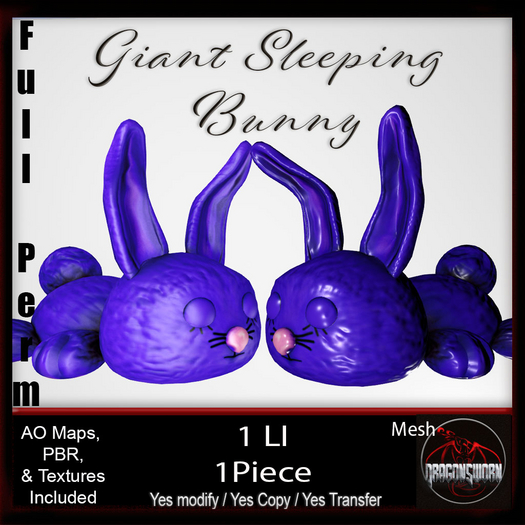 Full Perm Giant Sleeping Bunny