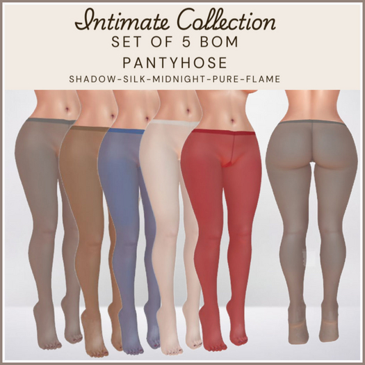 Intimate Collection Set of 5 Semi Sheer Tones-BOM-Elastic Band-No Seams on Back of Legs  >>>>PROMO OFFER<<<<