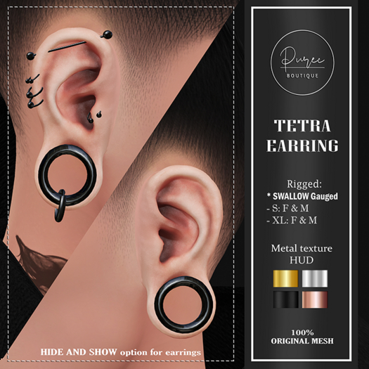 [PUREC] Tetra Earring : SWALLOW Gauged