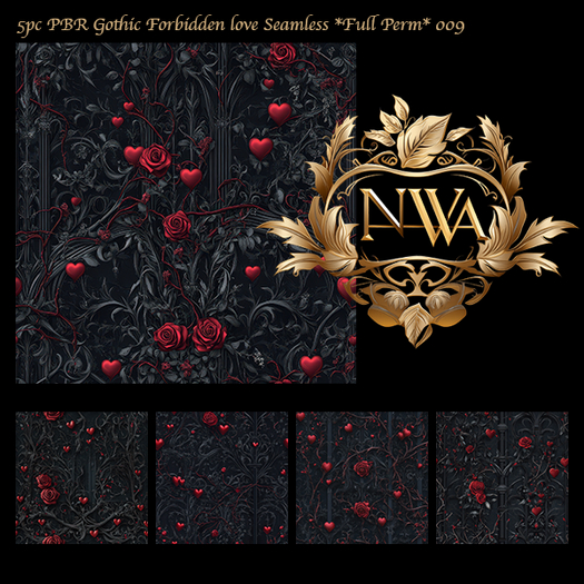 PBR Gothic Forbidden love wallpaper seamless texture *Full Perm* 009
