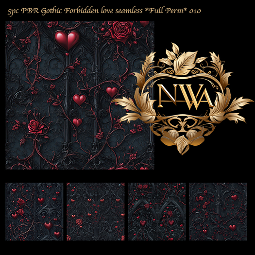 PBR Gothic Forbidden love wallpaper seamless texture *Full Perm* 010