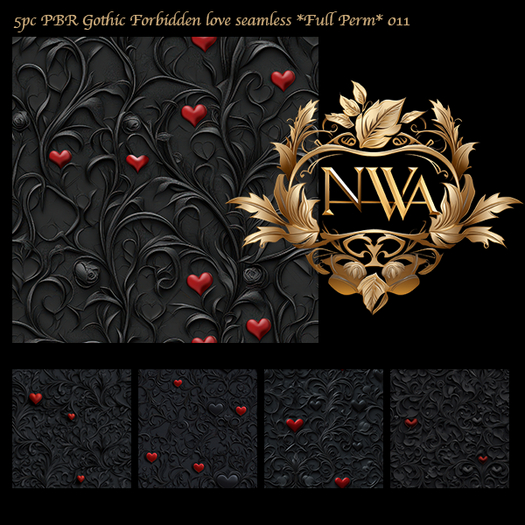 PBR Gothic Forbidden love wallpaper seamless texture *Full Perm* 011
