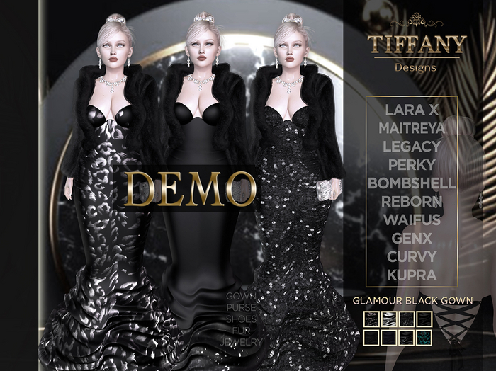 ::TD:: Glamour Black Gown [Mesh] DEMO + Lara X