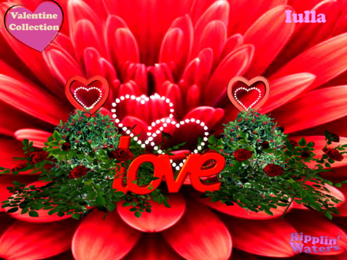 RW - Valentines Rose Bushes with hearts & Love *iulla* c/m