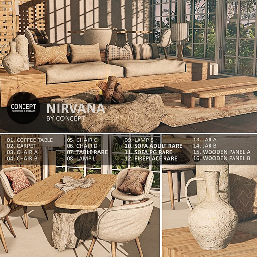 12. CONCEPT} *NIRVANA. STONE FIREPLACE RARE