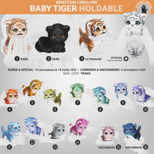 SEmotion Libellune Baby Tiger Holdable UNCOMMON 16