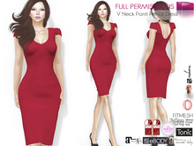 MI961874 V Neck Ponti Pencil Career Dress FITMESH