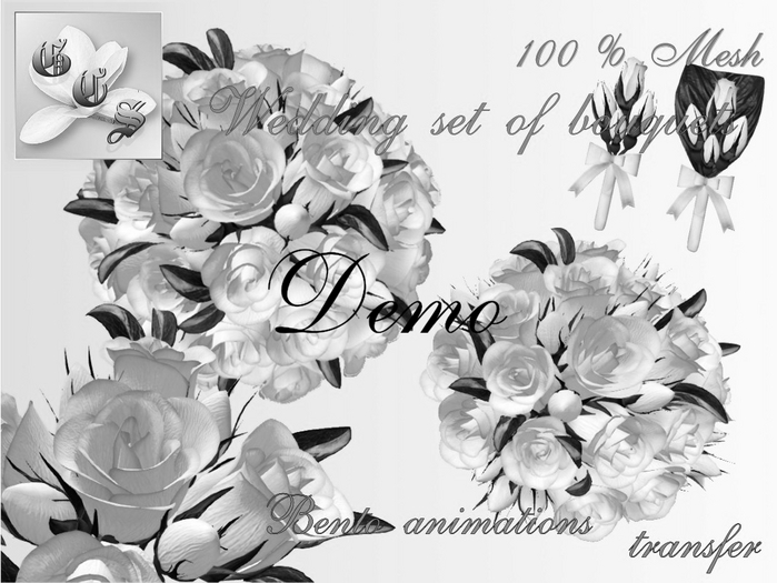 DEMO_Wedding set of bouquets of roses_ALL Colors
