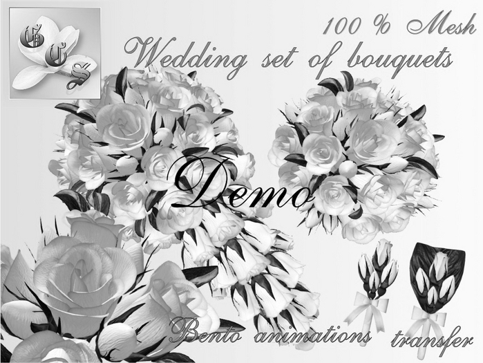 DEMO_Wedding bouquet set of roses, overhangings_ALL Colors