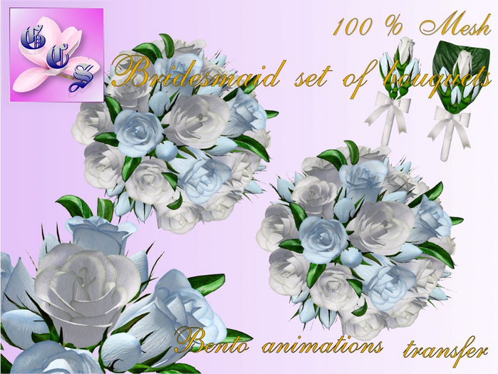 Bridesmaid set of bouquet of rose_w&b_011_RB4
