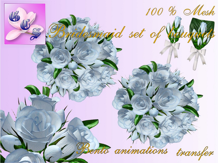 Bridesmaid set of bouquet of rose_blue_011_RB7