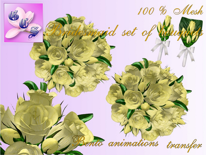 Bridesmaid set of bouquet of rose_yellow_011_RB11