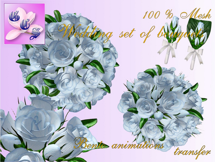 Wedding set of bouquets of roses_blue_011_RB7