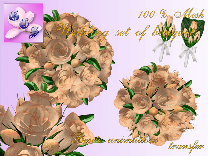 Wedding set of bouquets of roses_apricot_011_RB9
