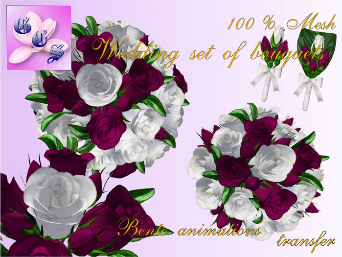Wedding set of bouquets of roses_w&c_011_RB12