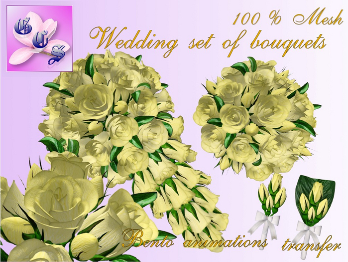 Wedding bouquet set of roses, overhangings_yellow_011_RB11