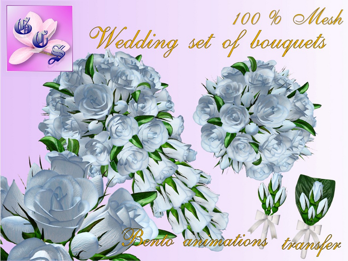 Wedding bouquet set of roses, overhangings_blue_011_RB7