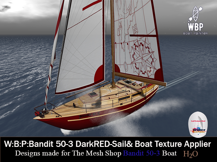 W:B:P:Bandit 50/3 DarkRED Whisper Boat & Sail Texture Applier