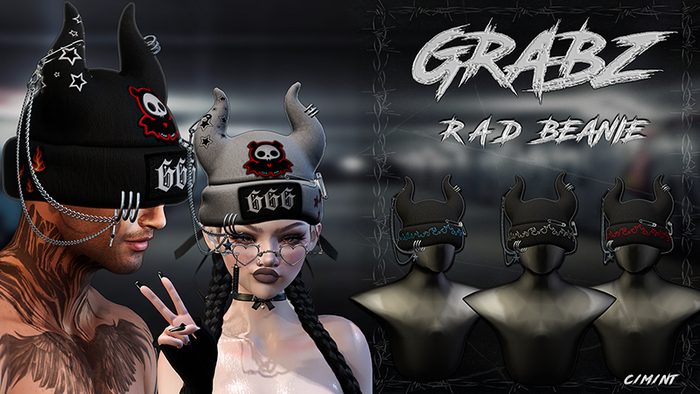 .GRABZ. ~ R A D Beanie Black Fire W R B ~