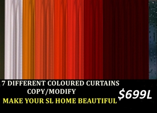 7 DIFFERENT COLOURED CURTAINS-ORANGE REDS