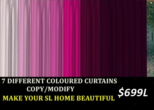 7 DIFFERENT COLOURED CURTAINS-PINKS