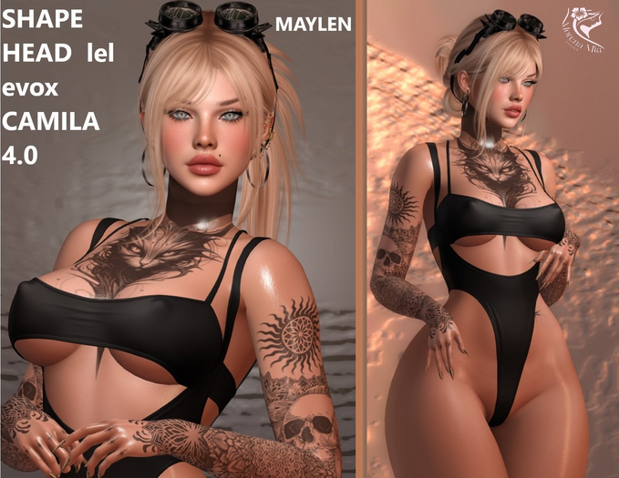 MAYLEN SHAPE HEAD EvoX  CAMILA  4.0 Lelutka (Maitreya,larax,legacy,,Reborn,Erika ,,Belleza Gen.X Curvy.Kupra