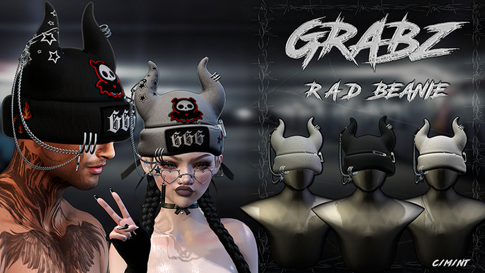.GRABZ. ~ R A D Beanie Base B W G ~
