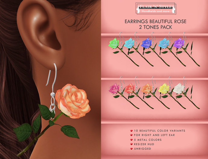 {Flair 'n' Style} Earring Beautiful Rose 2 Tones
