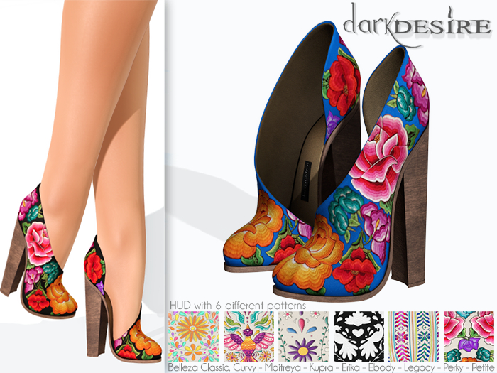 [[dD]] Yatziri Heels - 07 L Blue (Unpacker) Zapatos con Bordados Mexicanos - Mexico