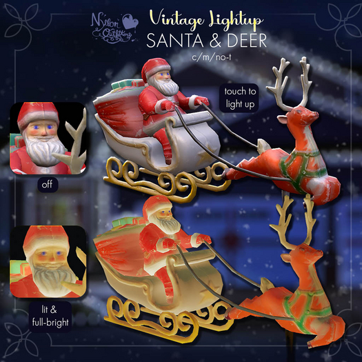 (NO) Vintage Lightup - Santa & Deer
