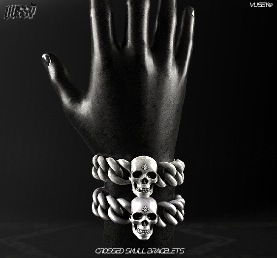V/ CROSSED Skull Bracelets