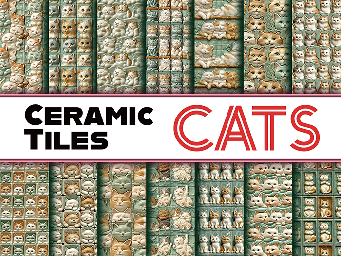 Nova Craft ◈ Ceramic Tiles - Cats - Set 01