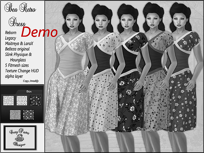 Crazy Pastry Designs Bea Retro Dress with HUD - DEMO