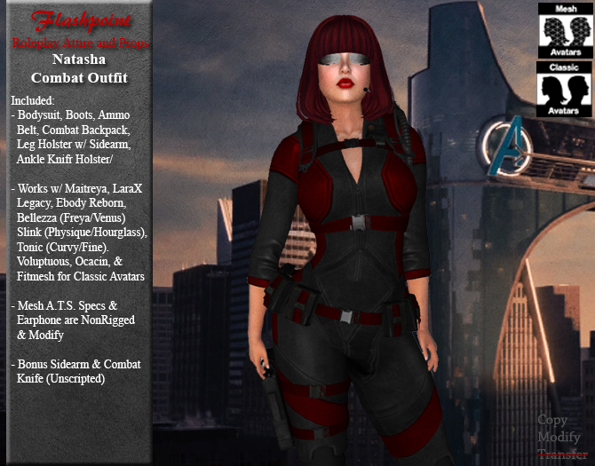 Natasha Combat Outfit - Red