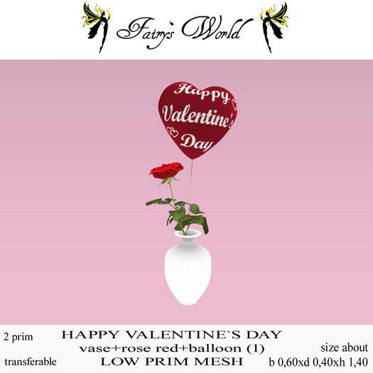 *Fairy`s World* HAPPY VALENTINE`S DAY vase+rose+balloon 1 MESH