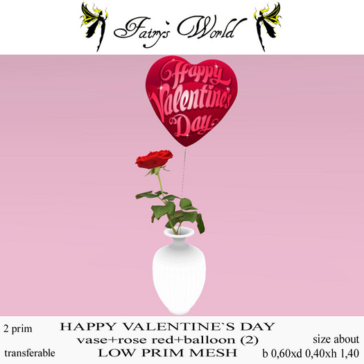 *Fairy`s World* HAPPY VALENTINE`S DAY vase+rose+balloon 2 MESH